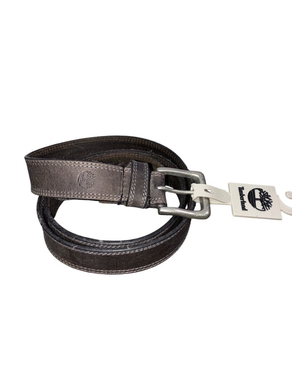 Timberland Mens Genuine Leather Belt Size 40 Brown Durable Silver Buckle NWT